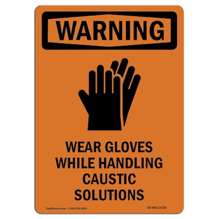 Signmission OSHA WARNING Sign, Wear Gloves While Handling, 5in X 3.5in Decal, 10PK, 3.5" W, 5" H, Portrait, PK10 OS-WS-D-35-V-13725-10PK